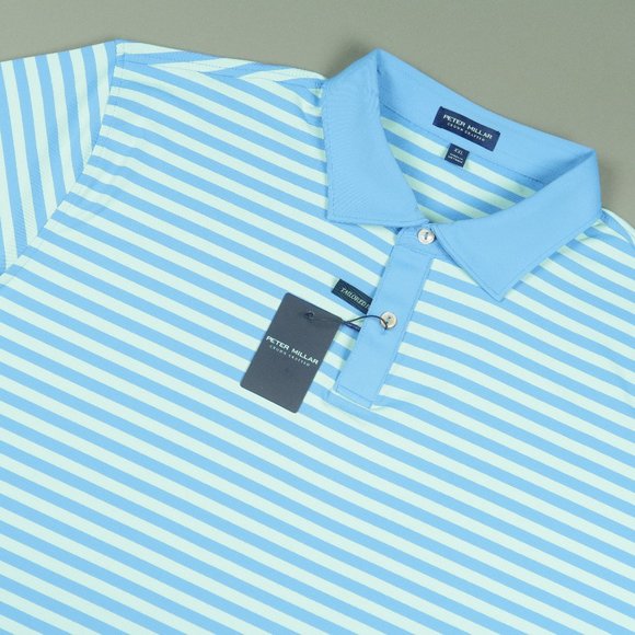 Peter Millar Other - Peter Millar Crown Bass Performance Jersey Polo Shirt Baltic Blue Sea Sage 2XL